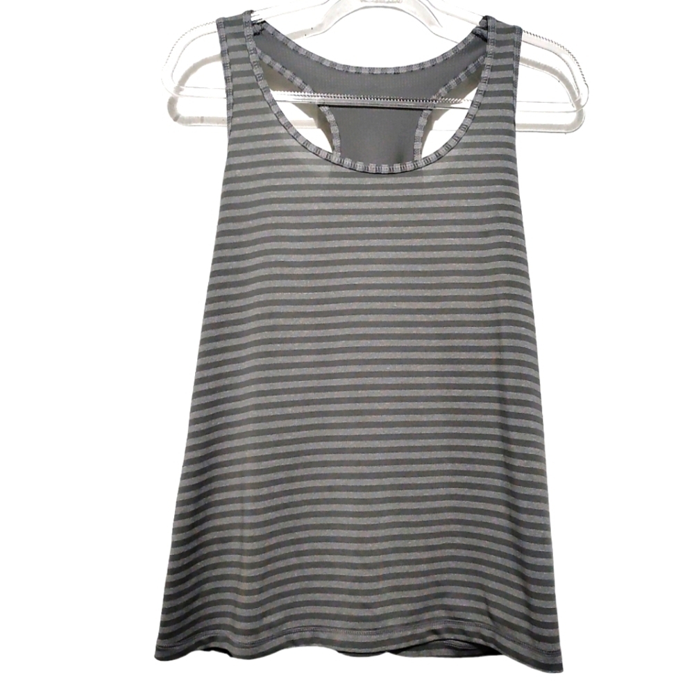 Danskin Now Gray Striped Athletic Tank Top XXL